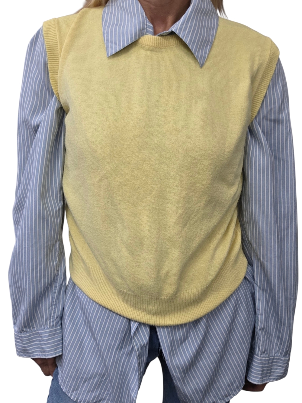 Vintage Yellow Sweater Vest Preppy Minimalist Knit Layering Piece